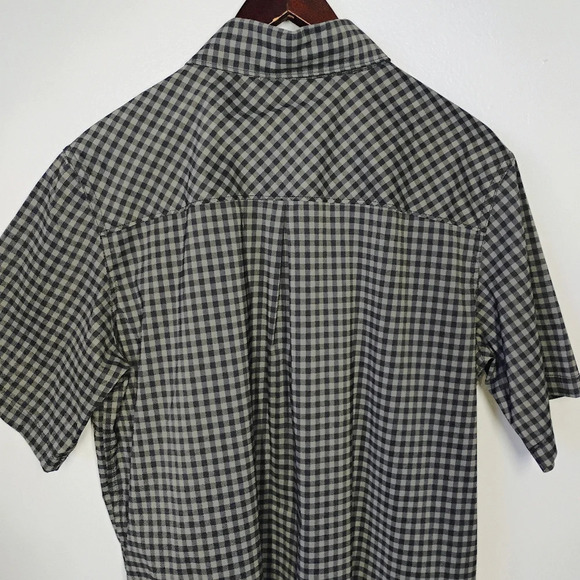 QOR Gingham Short Sleeve Button Up Performance Stretch Shirt Mens Size Medium - Picture 5 of 13